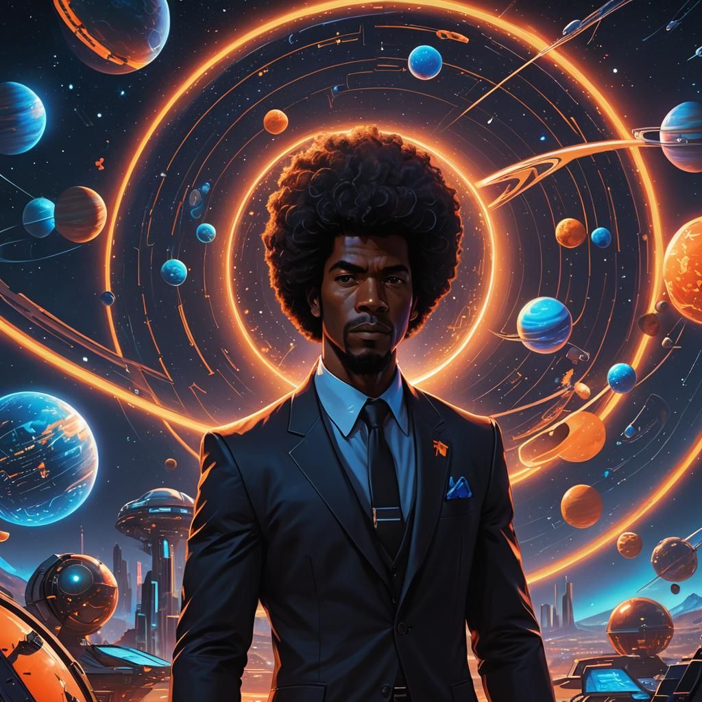 Intergalactic Wanted Poster: Black Man in Sci-Fi Art