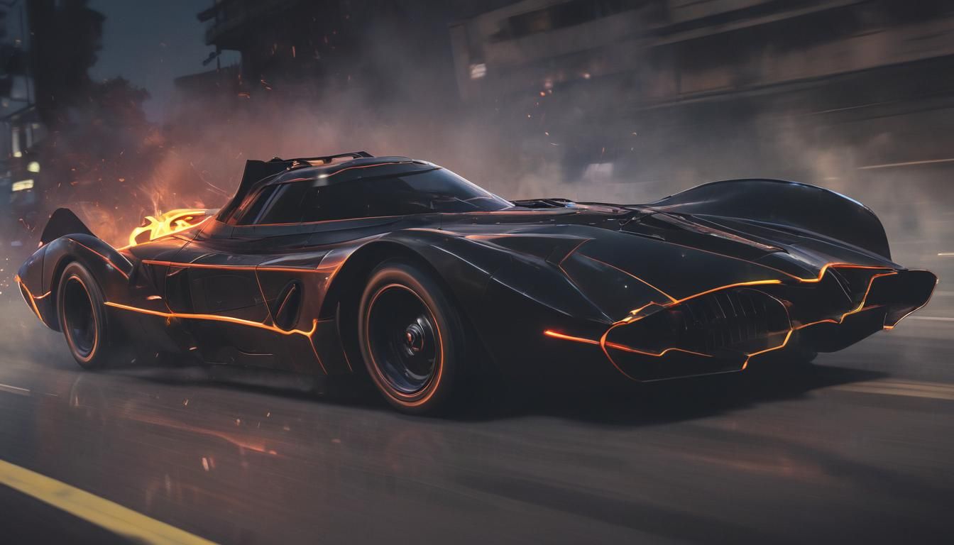 Batman Drives Futuristic Supercharged Batmobile Concept Art