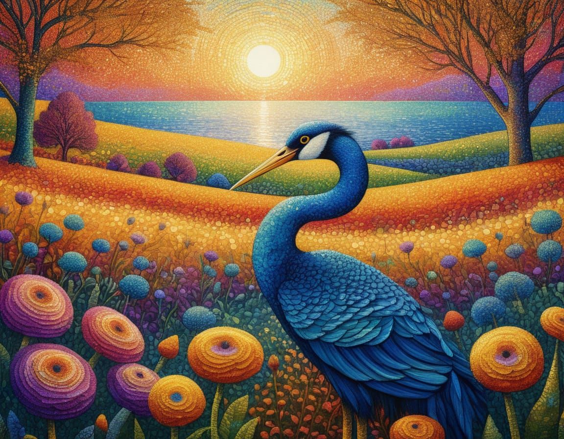 Vibrant Whimsy in Pointillist Style