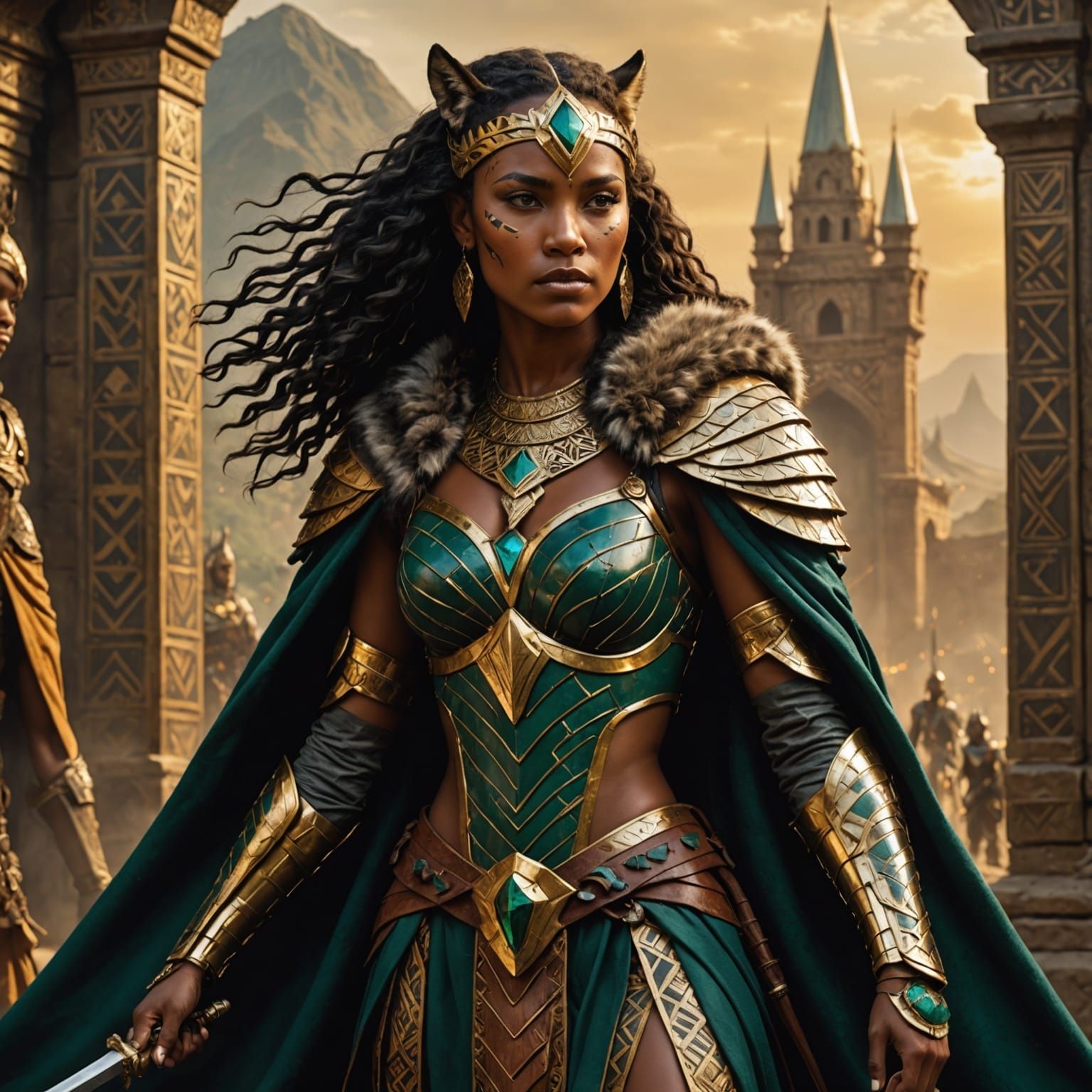 Amazon Warrior Princess in Oil-Pressed Style