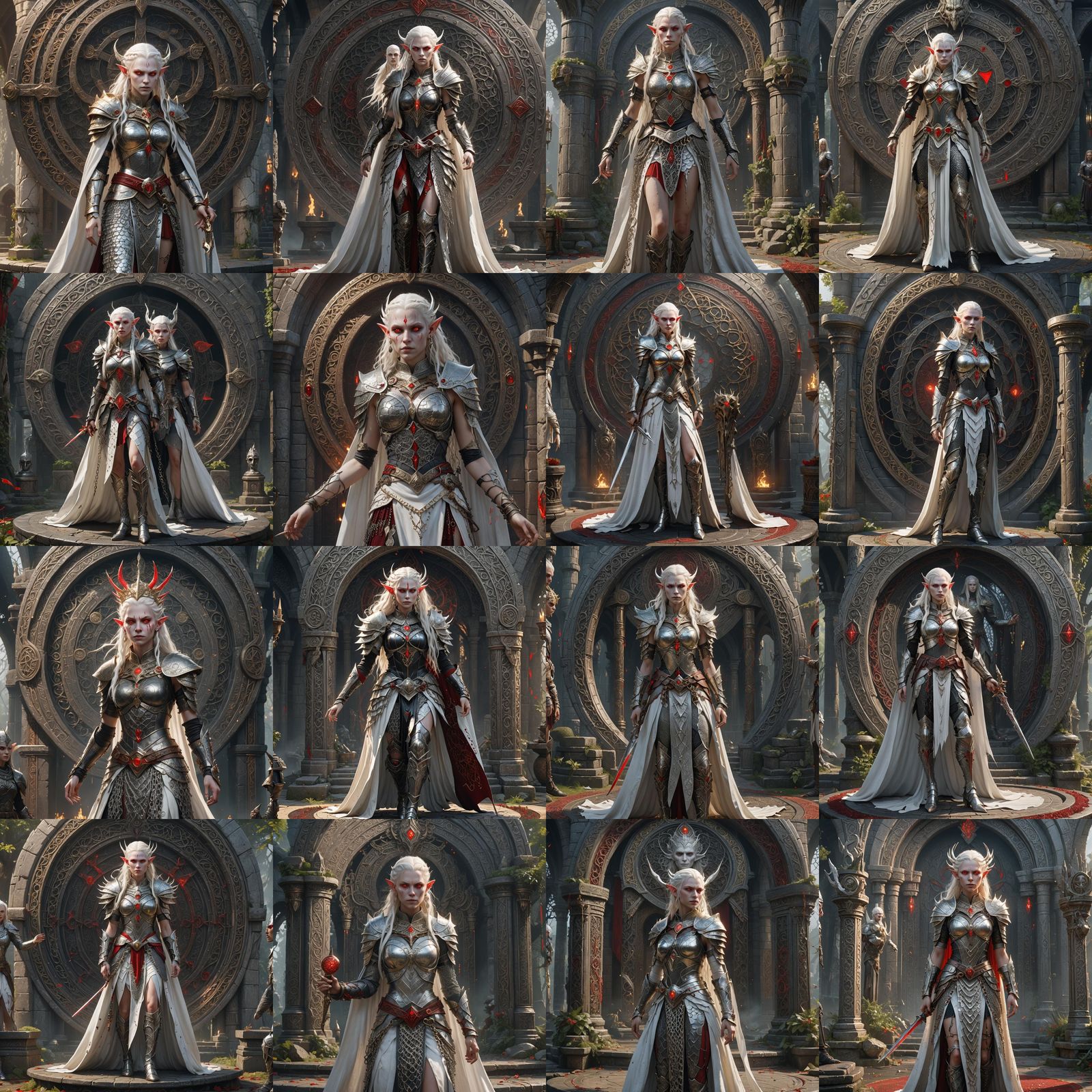 Albino Elf Queen Warrior in Detailed Matte Painting