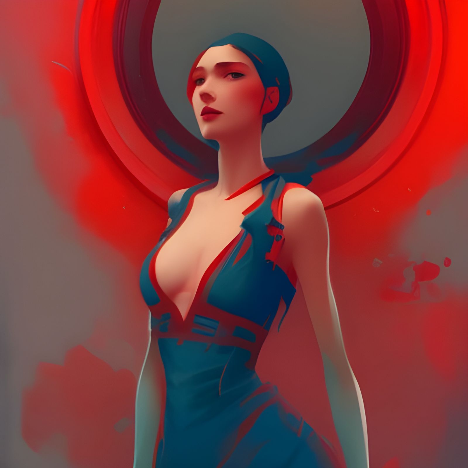 Woman in Red: Hyperdetailed Art Nouveau Concept