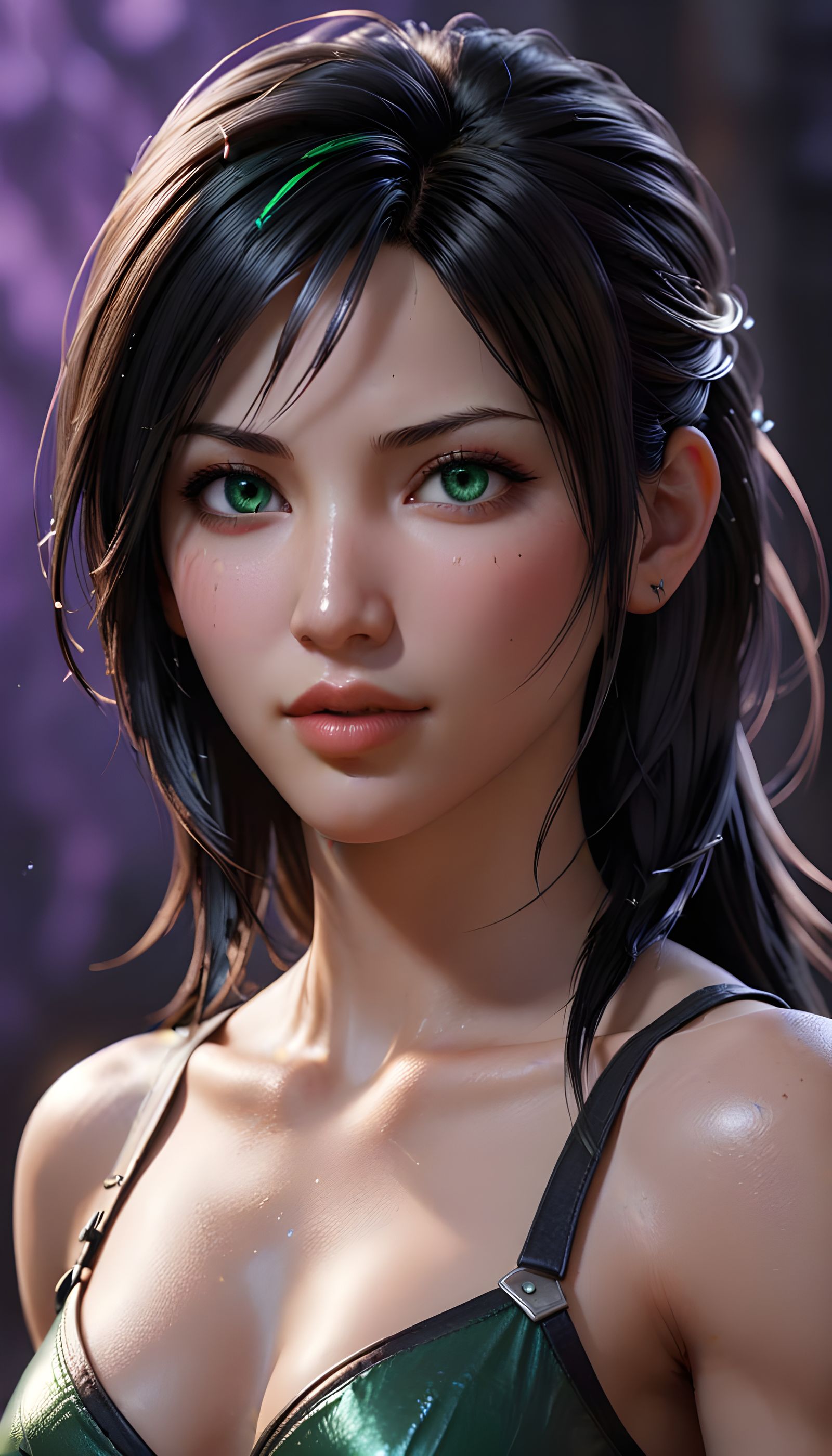 Surreal, Hyper-Realistic Portrait of Tifa Lockhart in a Vibr...