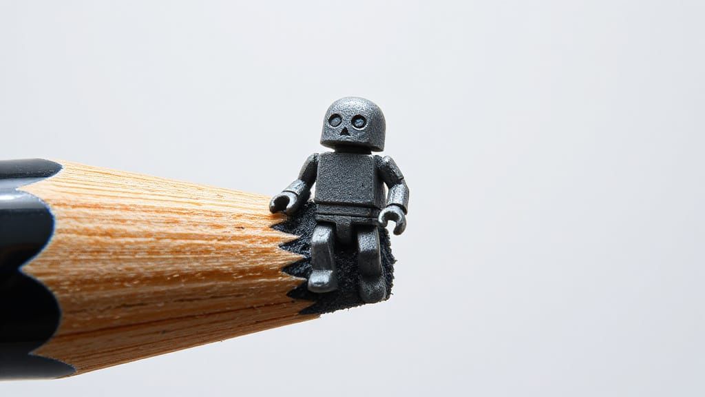 Robot Carved from Pencil Graphite Tip