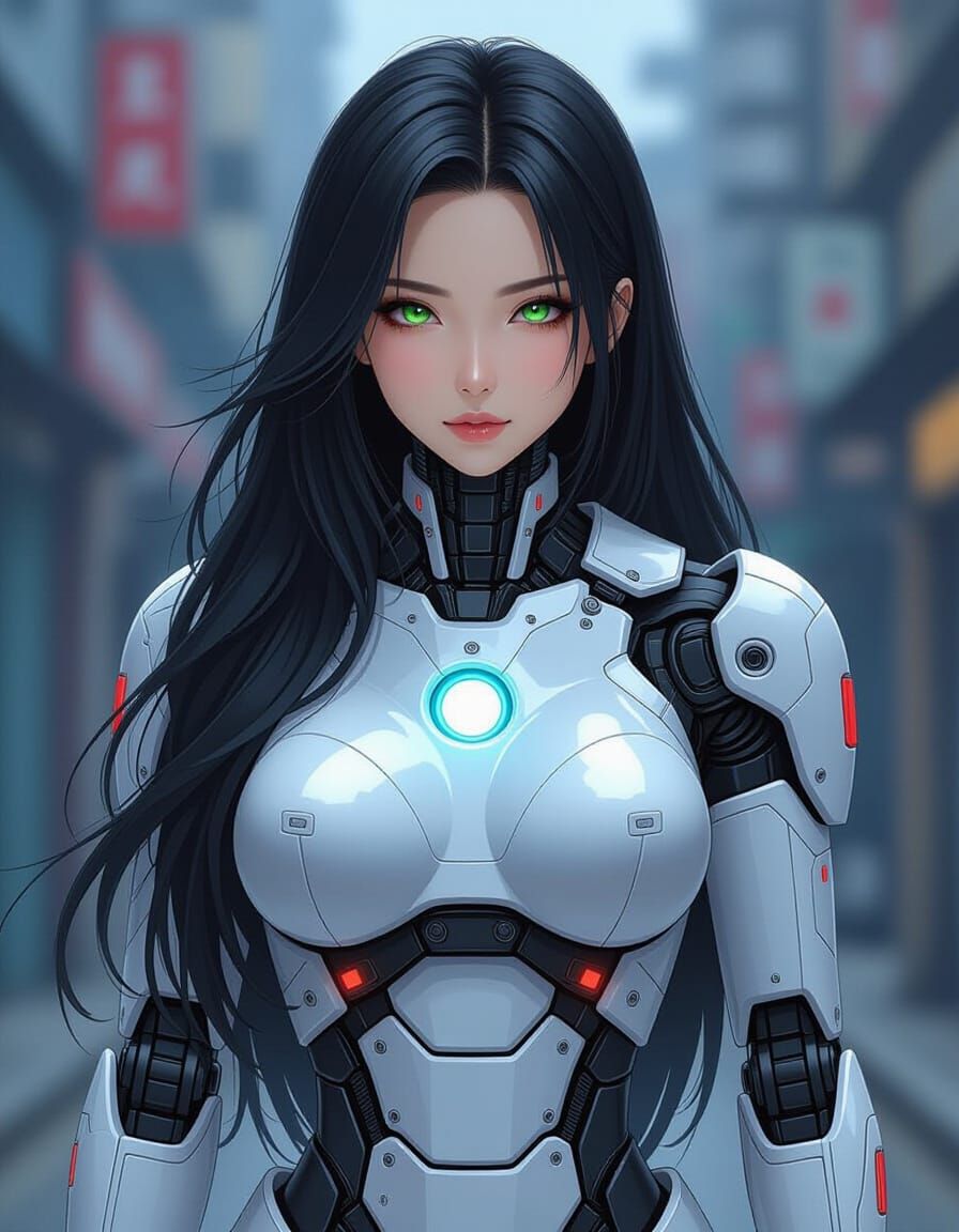 Cyberpunk Android: Curvy Cyborg in White