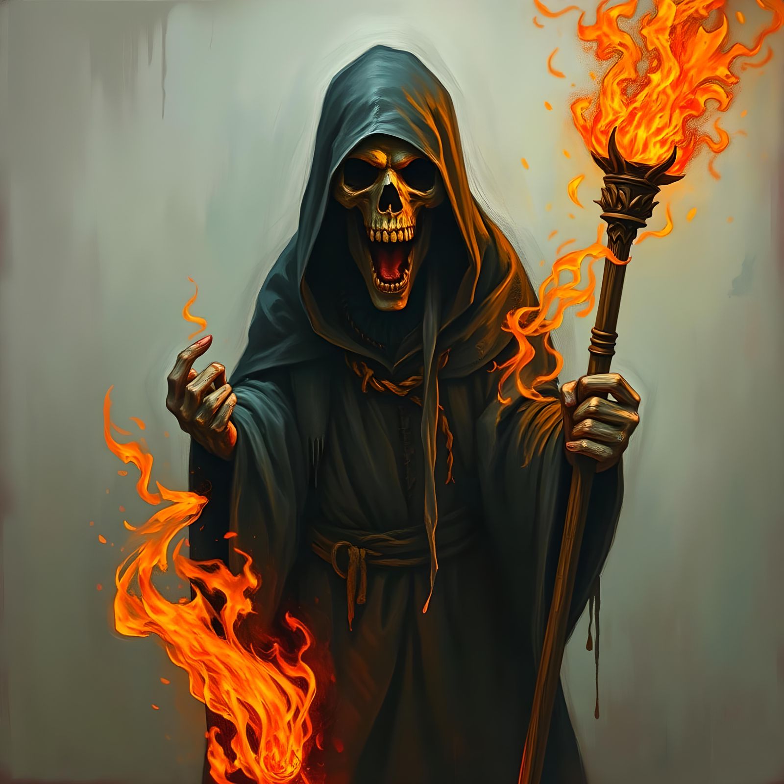 Fiery Grim Reaper Wraith: Fauvist Spectral Art