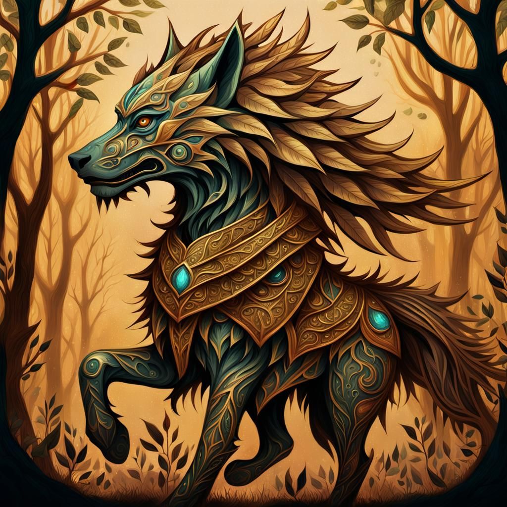 Fantasy Warrior in Mystical Forest: Oil Painting