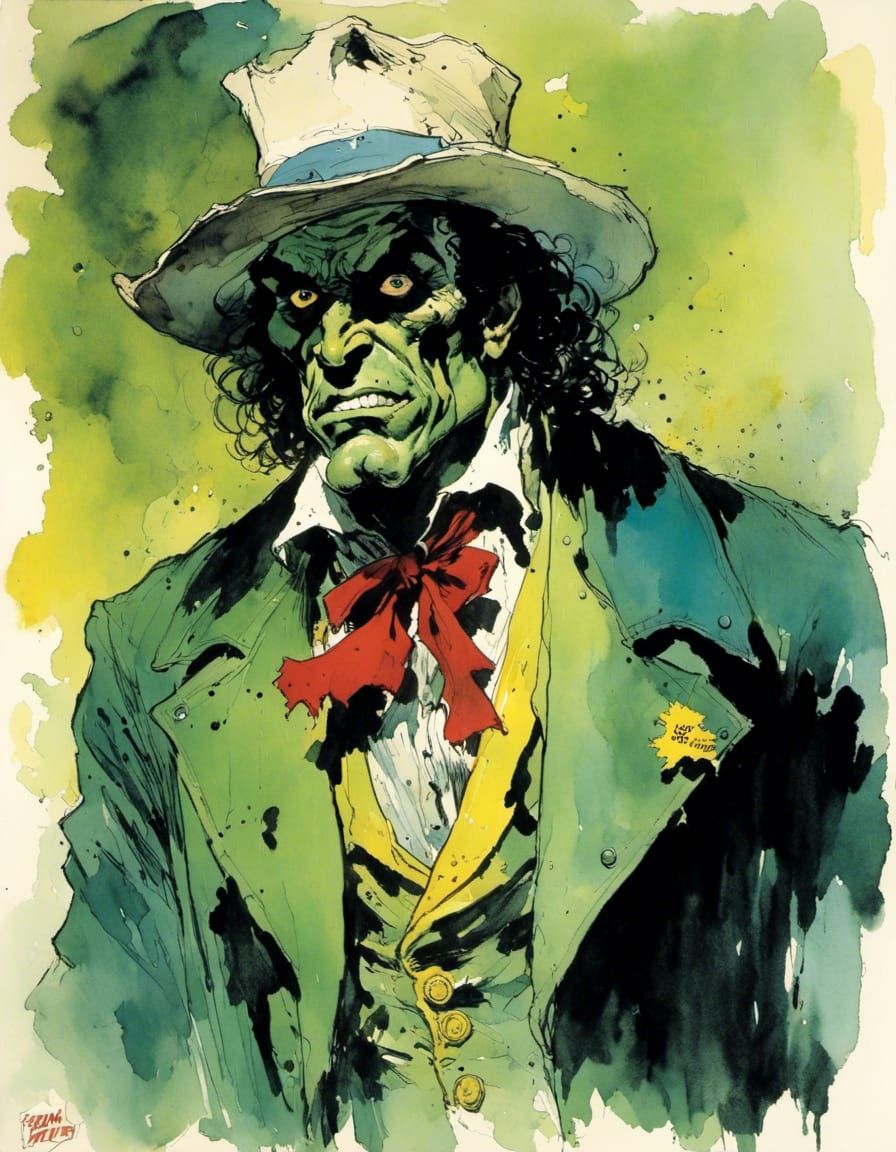 Dynamic Antihero Portrait in Comic Book Style