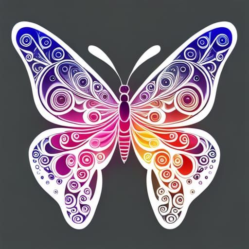 Whimsical Fractal Butterfly in Zentangle Style