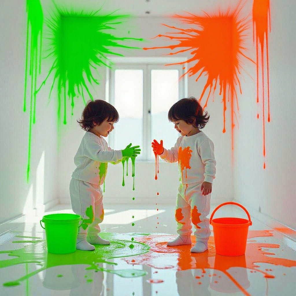 Whimsical Children's Neon Paint Party in Hyperrealism
