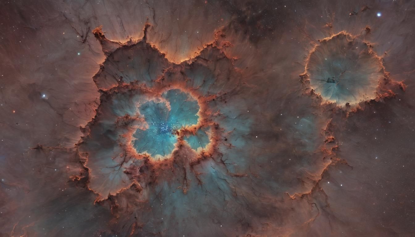 Colorful Nebula Vortex with Galaxies in Infrared