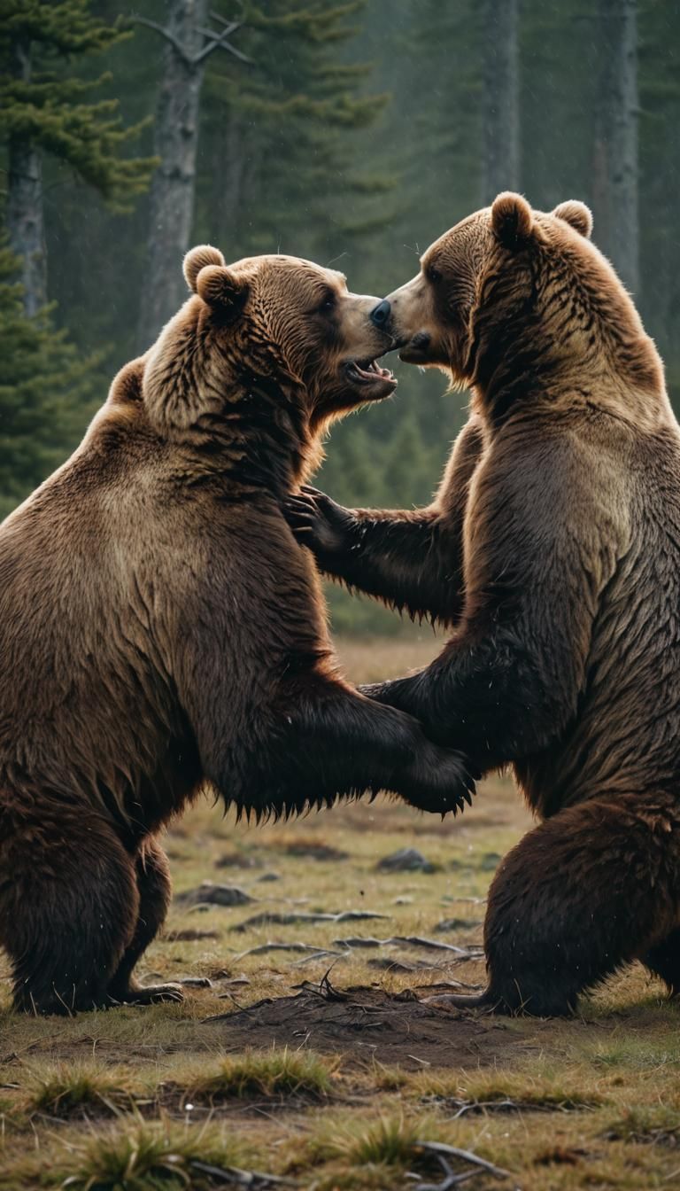 Brown Bears Fight in Dramatic Wildlife Photo
