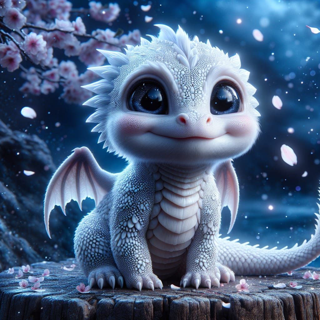 Charming Baby Dragon in Hyperrealistic Digital Painting