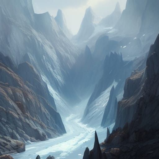 Glacial Valley: Dark Fantasy Concept Art
