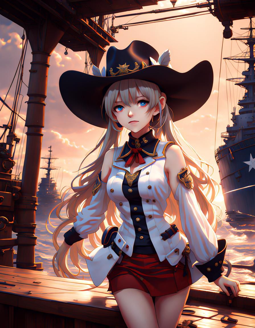 Azur Lane's USS Texas as Cowgirl: Detailed Matte Painting