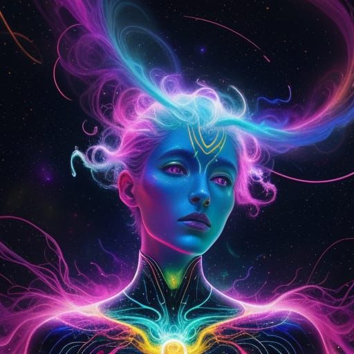 Cosmic Plasma Intelligences in Space: Astral Illustration