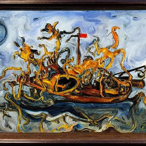 Crystal Ship with Mice and Rats in Still Life Style