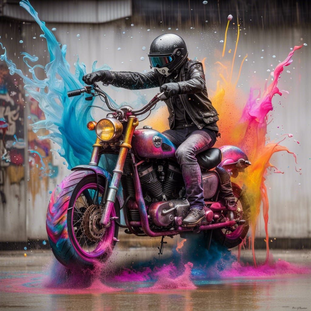 Fairypunk Harley Davidson in Banksy Art Style