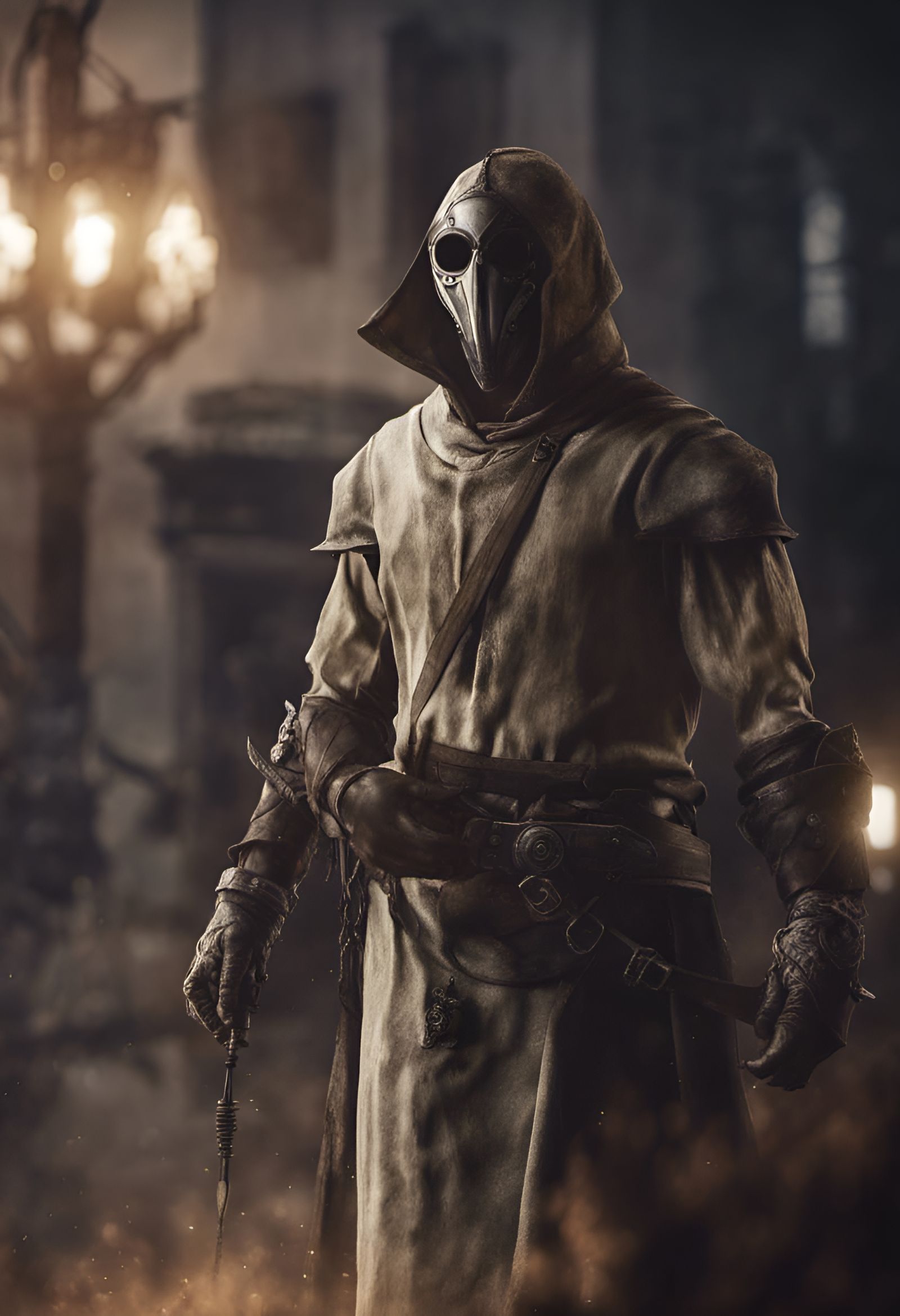 Viking Plague Doctor in Aetherpunk Fantasy Style