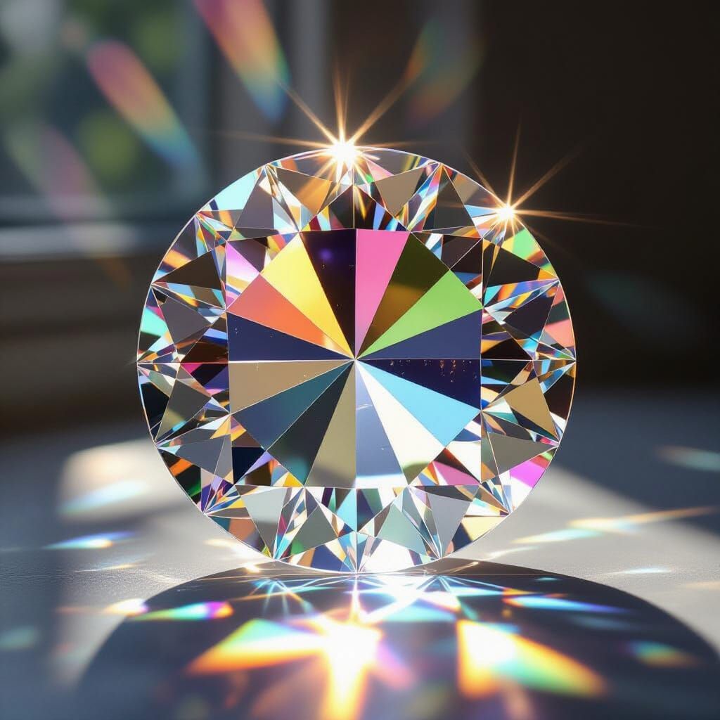 Rainbow Light Through Crystal Glass, Sparkling Prism