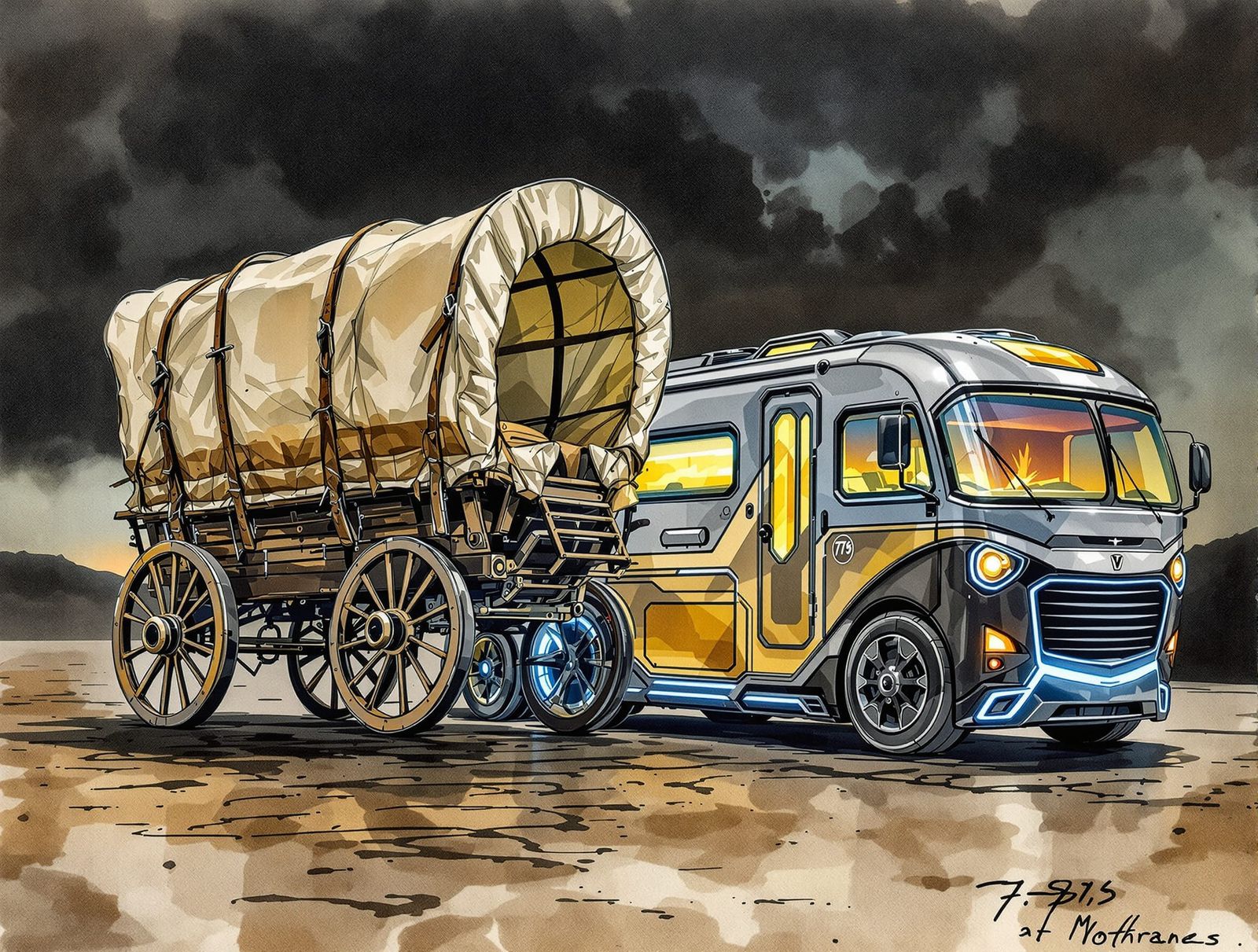 Conestoga Wagon and Motorhome