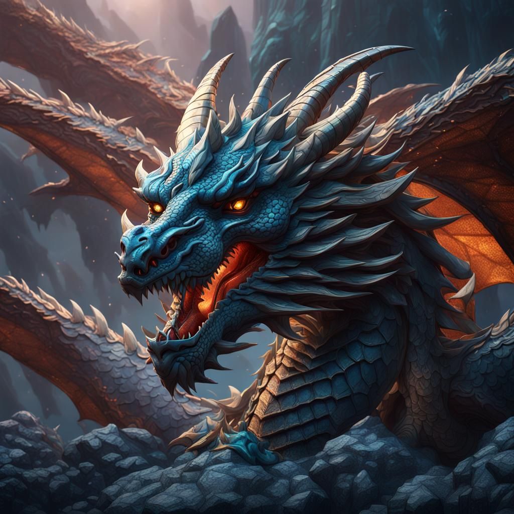 Diamond Dragon Fantasy Concept Art in 8k