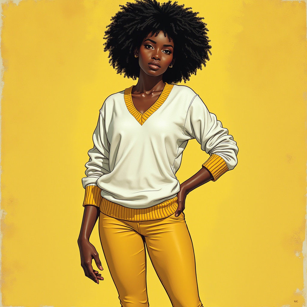 African-American Heroine in Comic Book Style