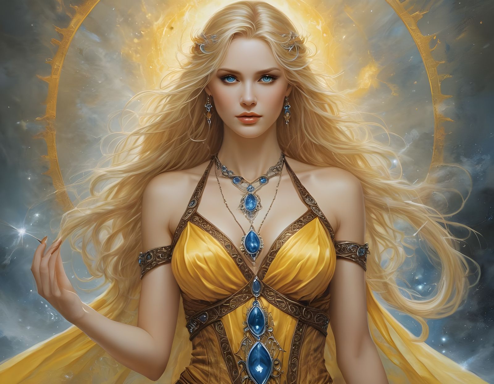 Norse Goddess Casts Celestial Flame in Vibrant Colors