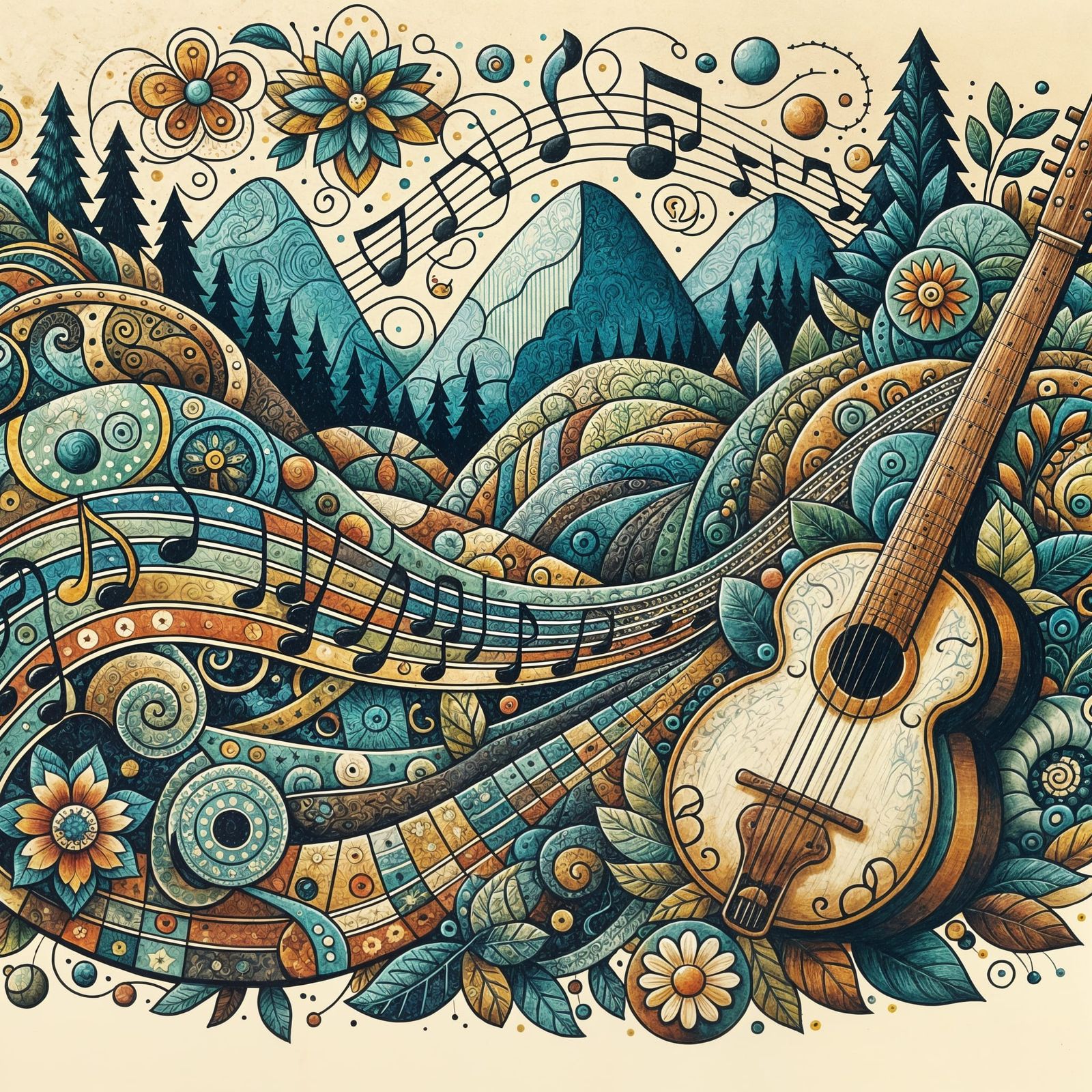 Folk-Art Bluegrass Music in Appalachian Landscape