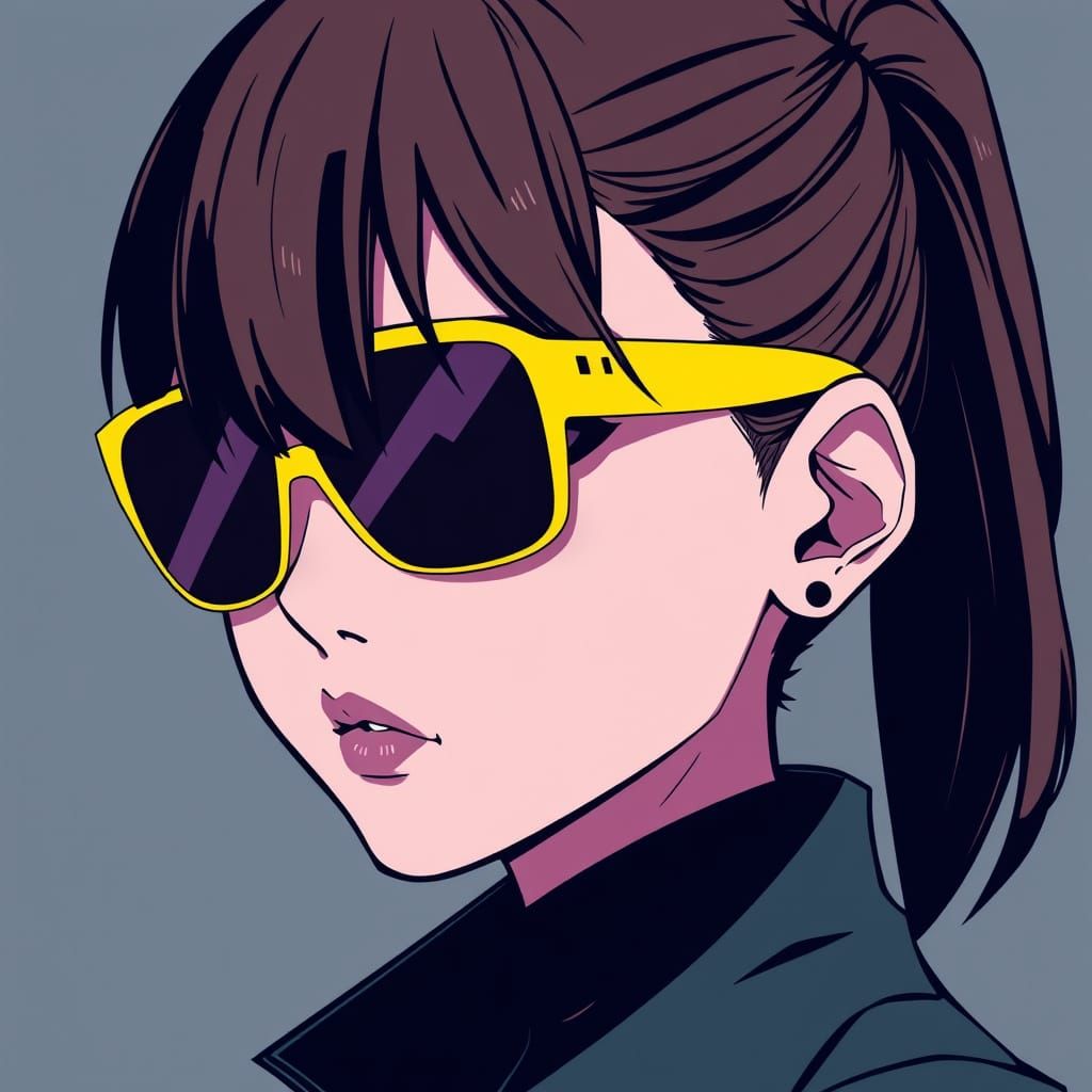 High School Girl Avatar in Film Noir Anime Style