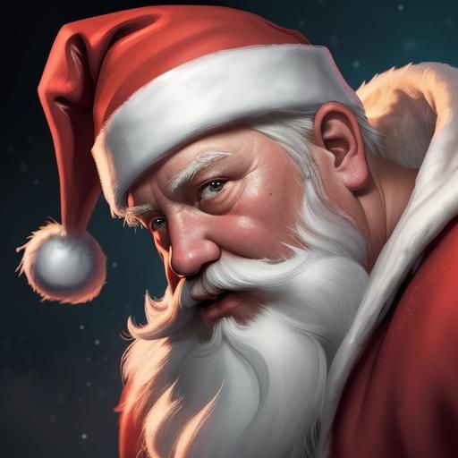 Hyperrealistic Santa Claus Portrait in Splash Art Style