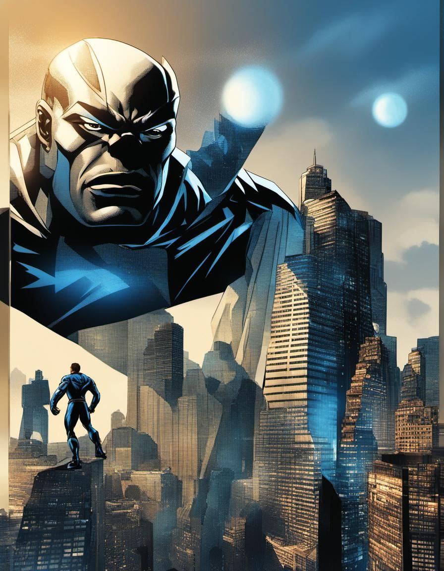 Superhero in Cityscape at Dusk: Photorealistic Render