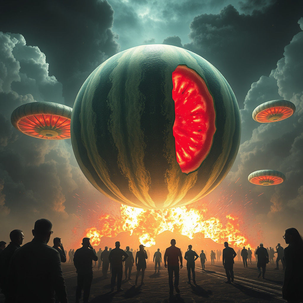 Exploding Watermelon UFOs: A Digital Matte Painting