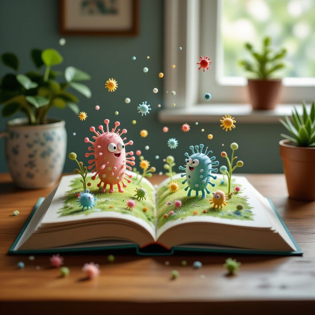 Popup Book Reveals Miniature Germ World on Desk