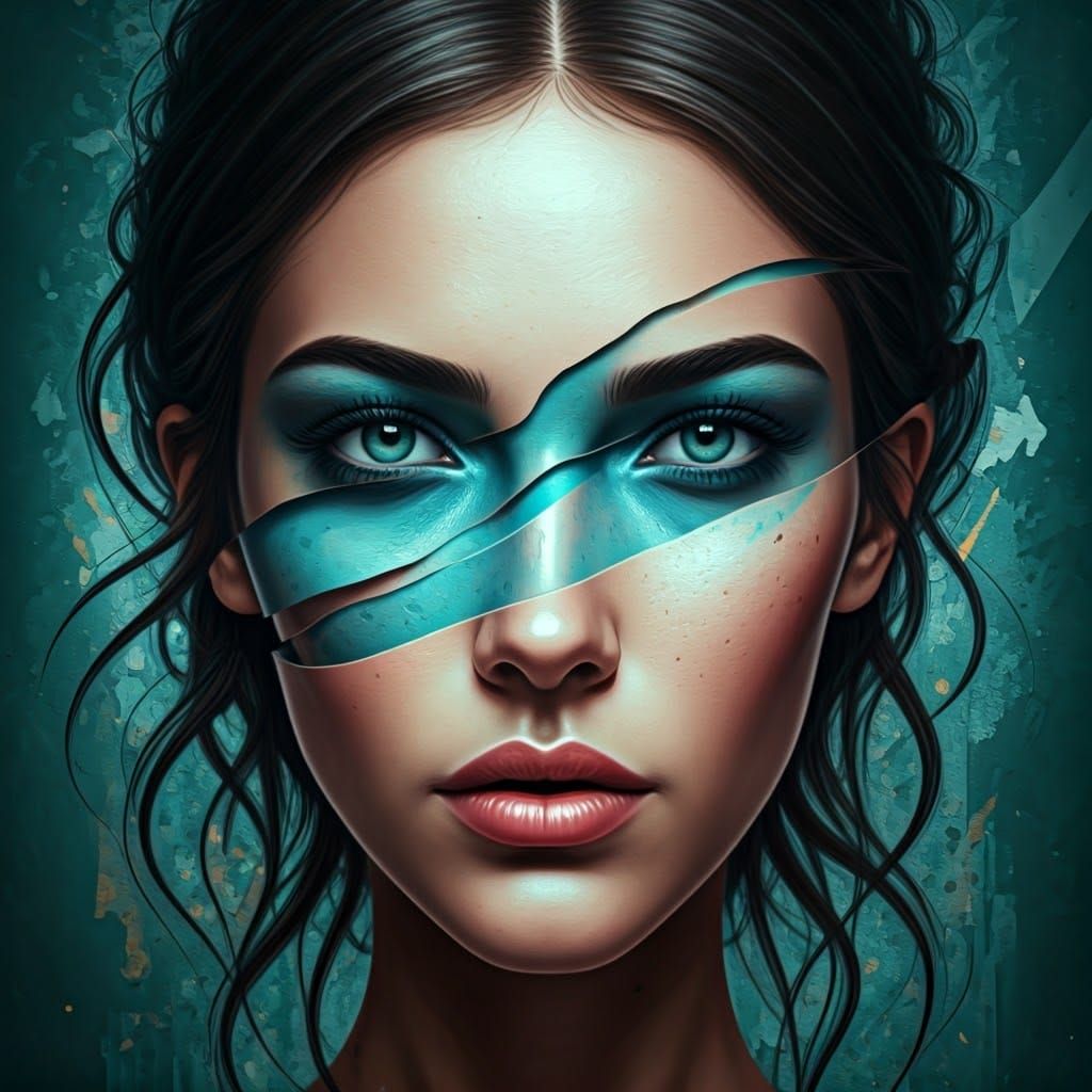 Fragmented Portrait Collage in Expressive Brushstrokes