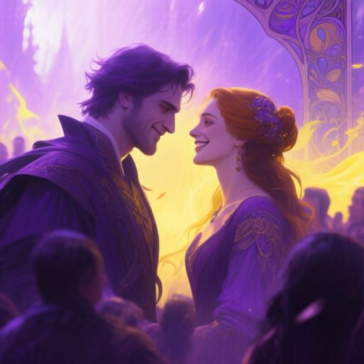 Couple's Silent Affection in Dark Fantasy Art