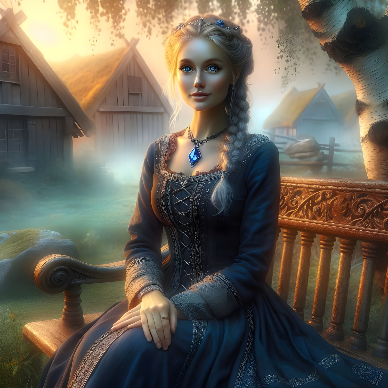 Serene Goddess of the Autumn Village