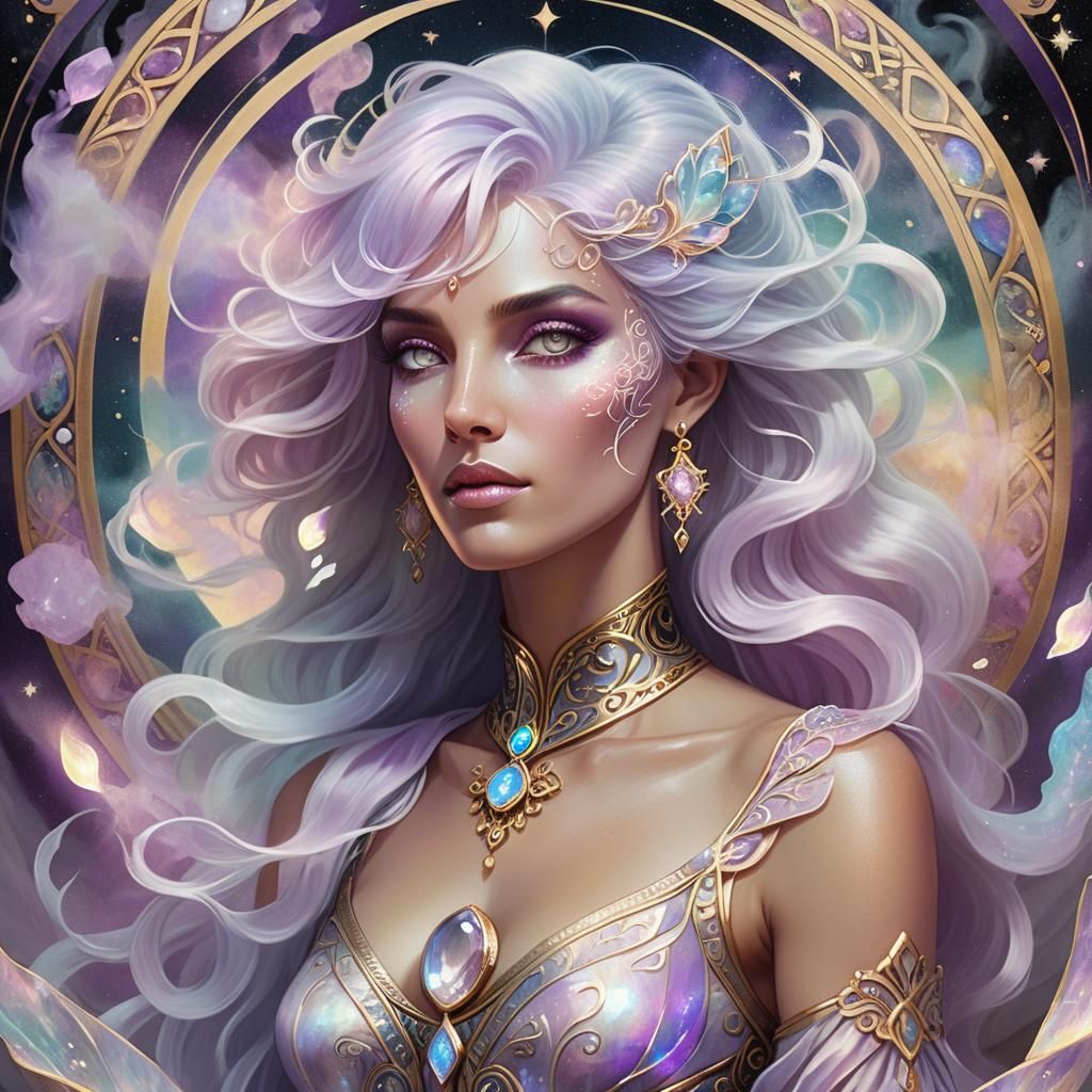 Luminous Tarot Card Woman in Opalescent Smoke