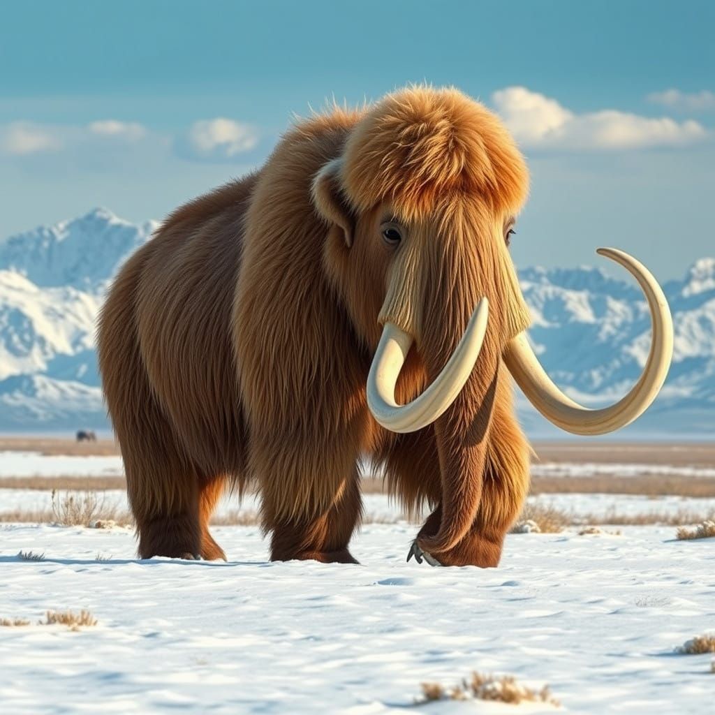 Ancient Ice Age Giant Strolls Across a Snowy Landscape