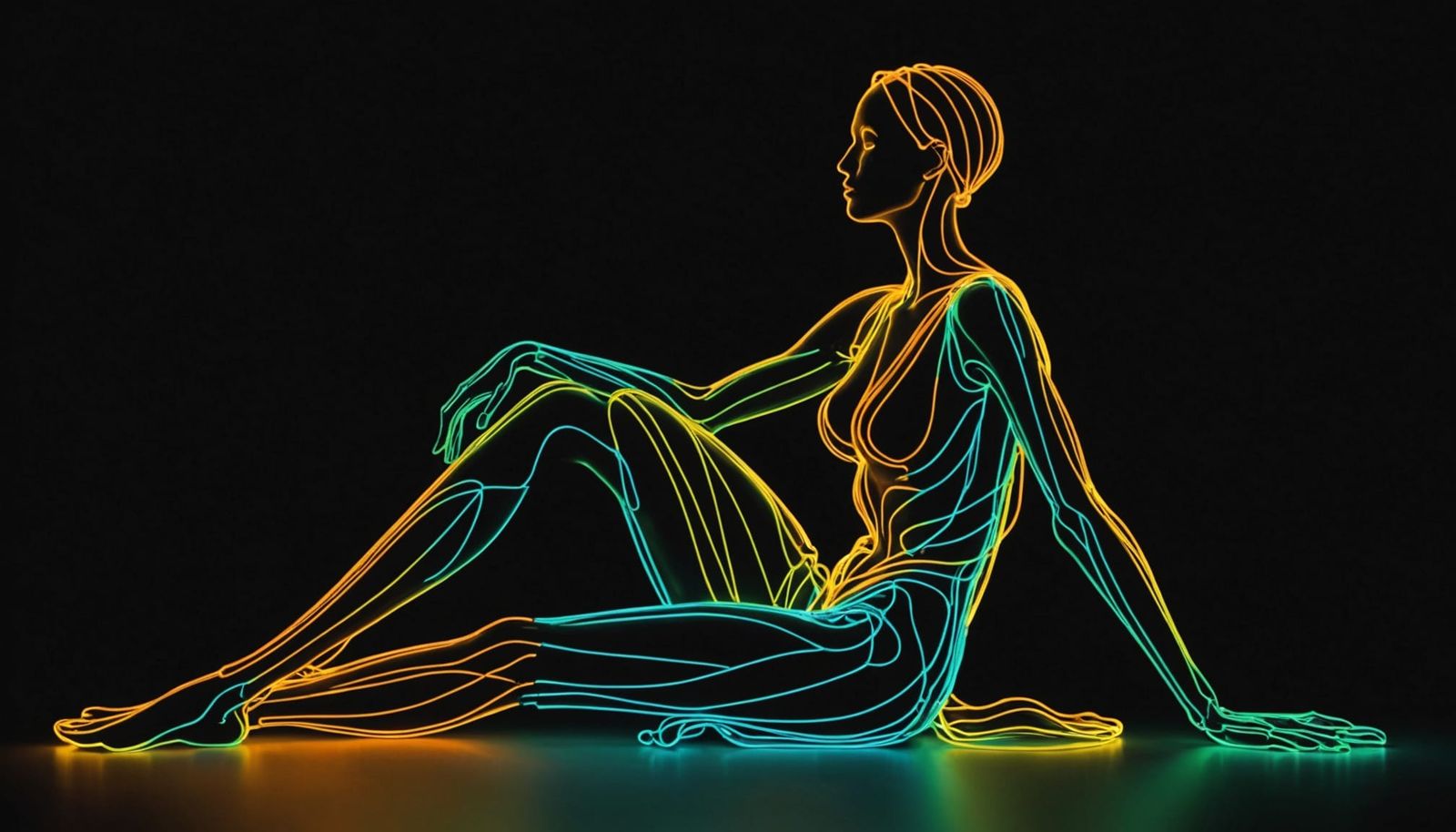Abstract Neon Silhouette of a Woman