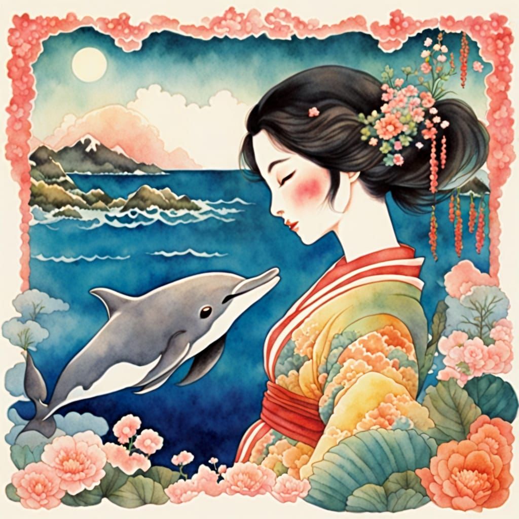 Vintage Dolphin Farewell in Whimsical Watercolor