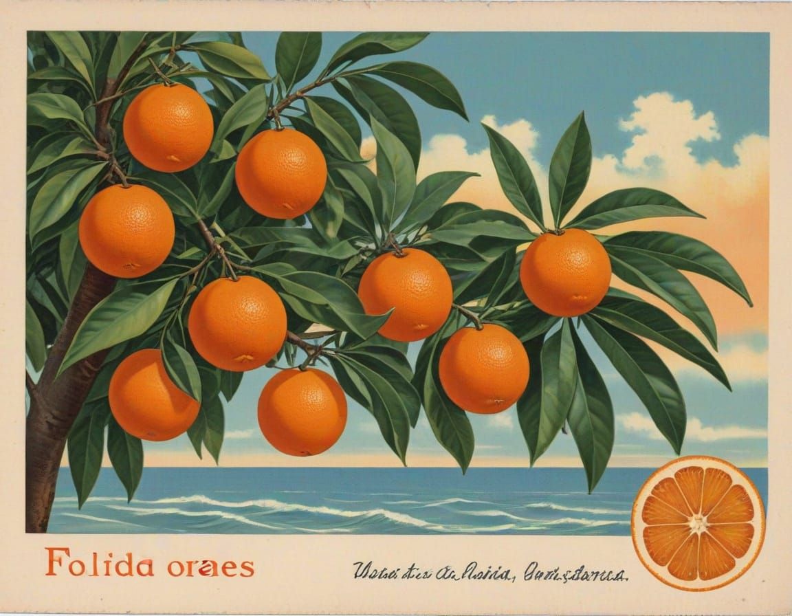 Vintage Florida Oranges on a Classic Postcard
