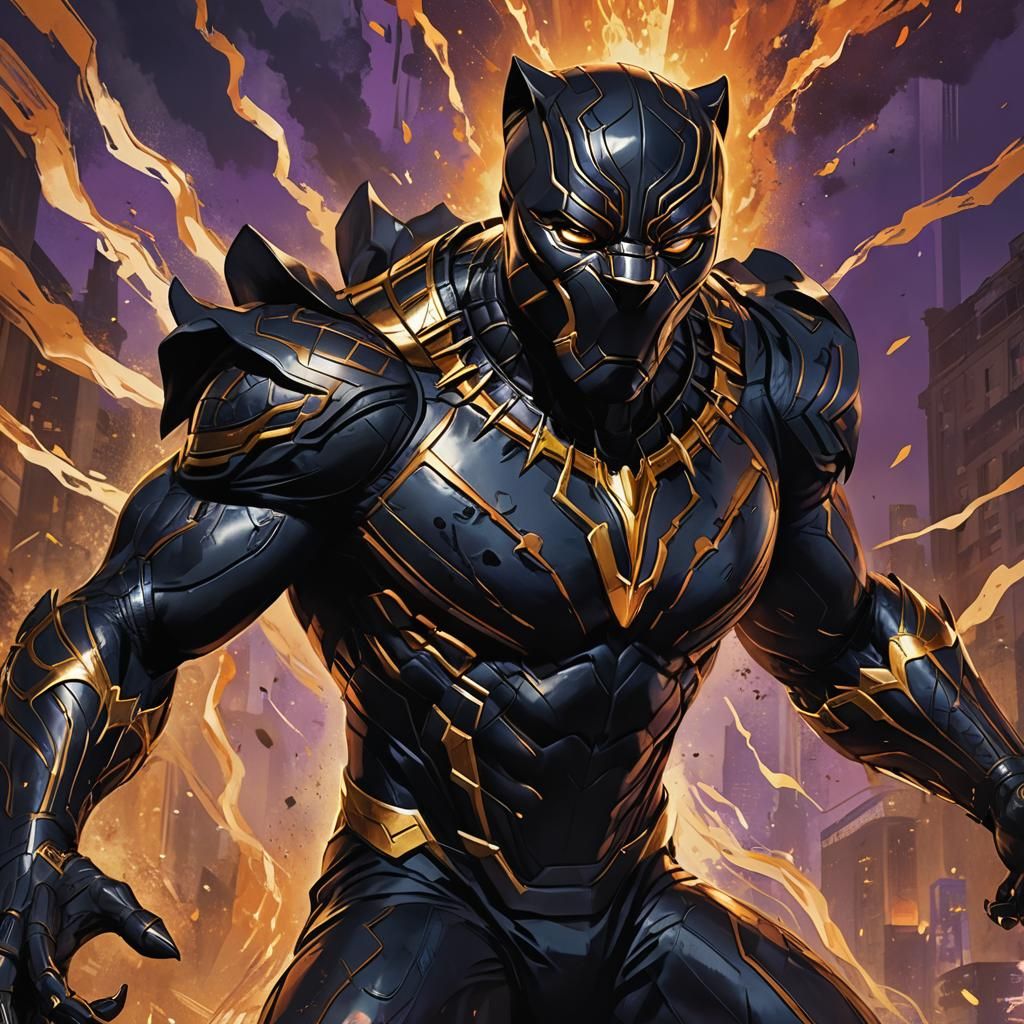 Black Panther's Fierce Scream in Golden Light