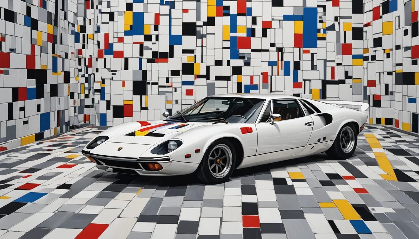 Lamborghini Miura in Mondrian Livery, Pop Art Style