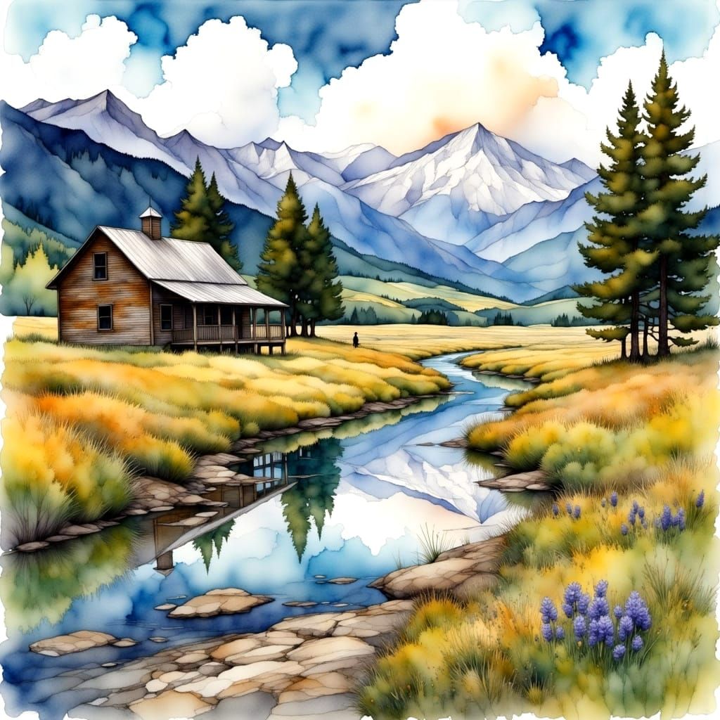 Abandoned Wyoming Ghost Town Amidst Majestic Mountains and W...