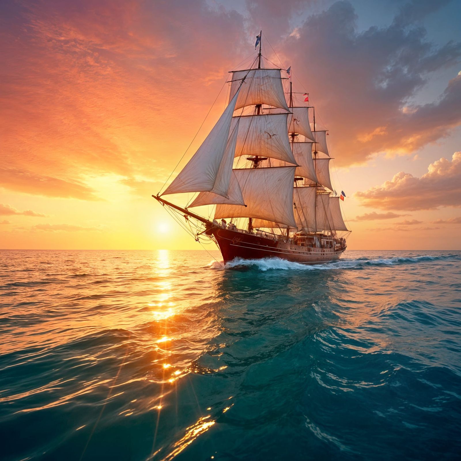 Sailship at Sunset: Professional Photography with Bokeh