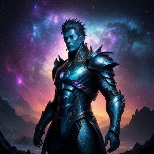 Cosmic Giant in Nebula, Hyperrealistic Digital Art