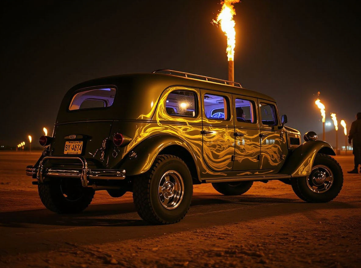 Steampunk Humvee at Burning Man Night Event