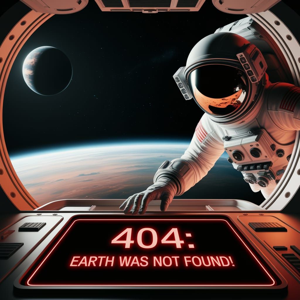 Astronaut in Space Faces a Desolate, Uncharted Planet