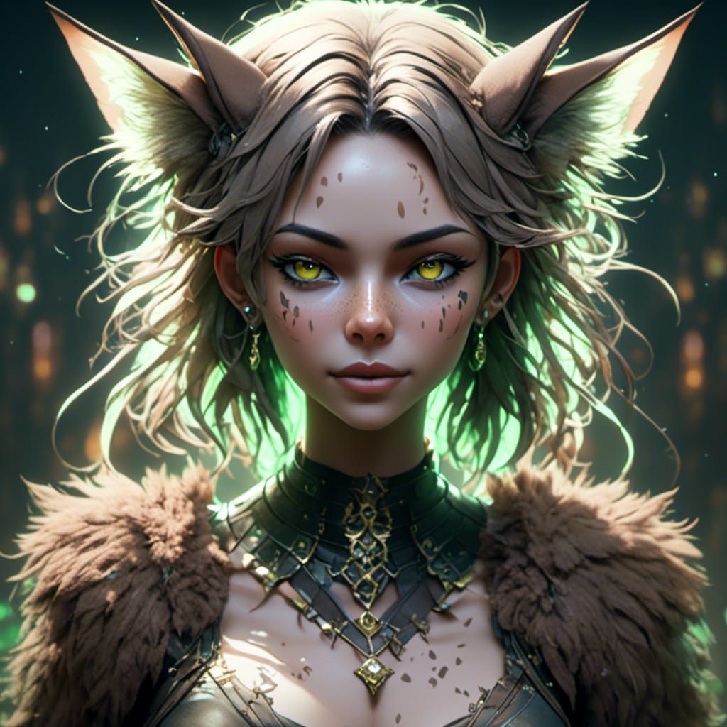 Fantasy Tabaxi Portrait in Detailed Matte Painting Style